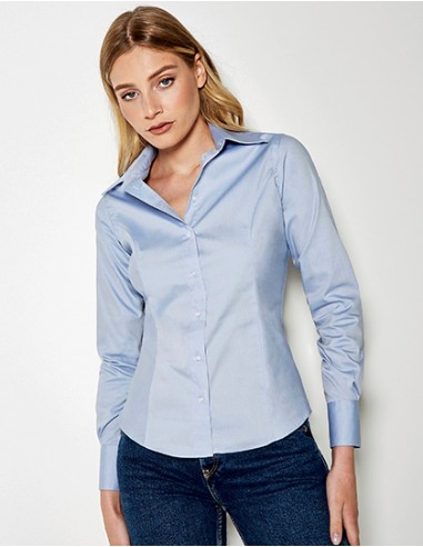 K-KK702-Womens Tailored Fit Corporate Oxford Shirt Long Sleeve